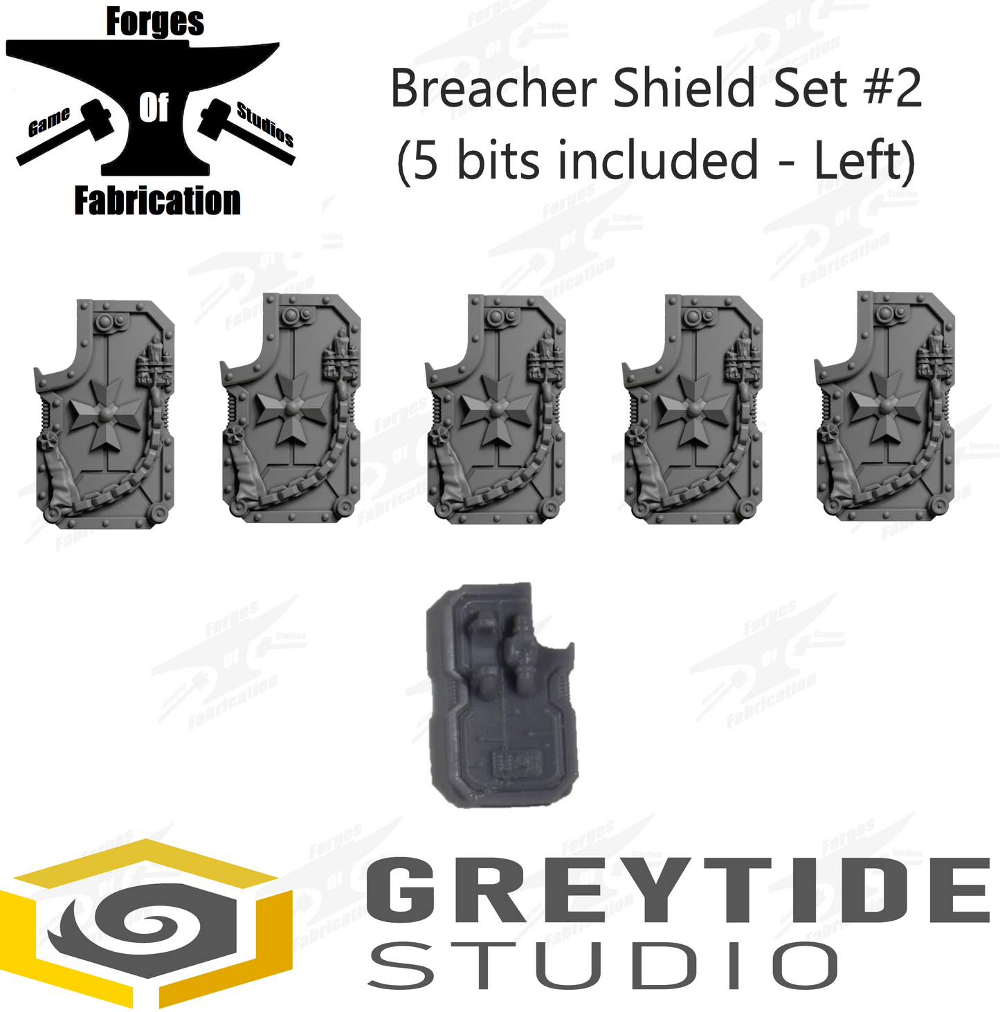 Crusader Breaching Shield Set #2 (x5 - Left) Eternal Pilgrims Greytide Studio Conversion Bits & Parts