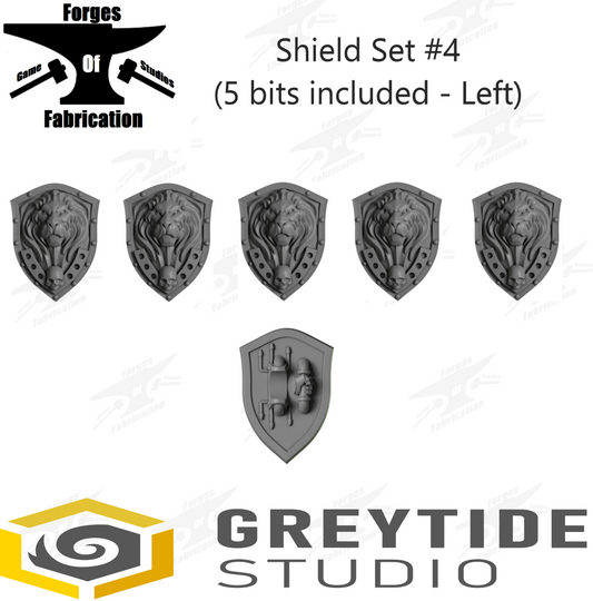 Crusader Shield Set #4 (x5 - Left) Lion Eternal Pilgrims Greytide Studio Conversion Bits & Parts