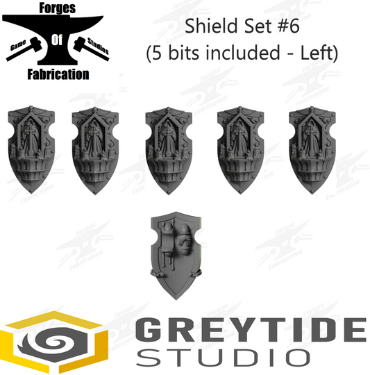 Crusader Shield Set #6 (x5 - Left) Gothic Eternal Pilgrims Greytide Studio Conversion Bits & Parts